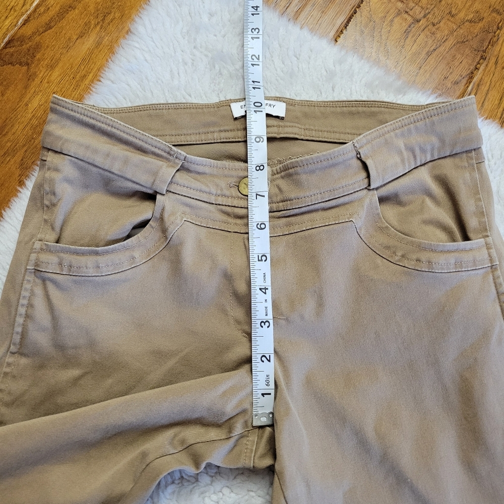 Emerson Fry Skinny Twill Pants Jeans Women's 0 Calf Zip Slim Light Brown - Picture 10 of 12